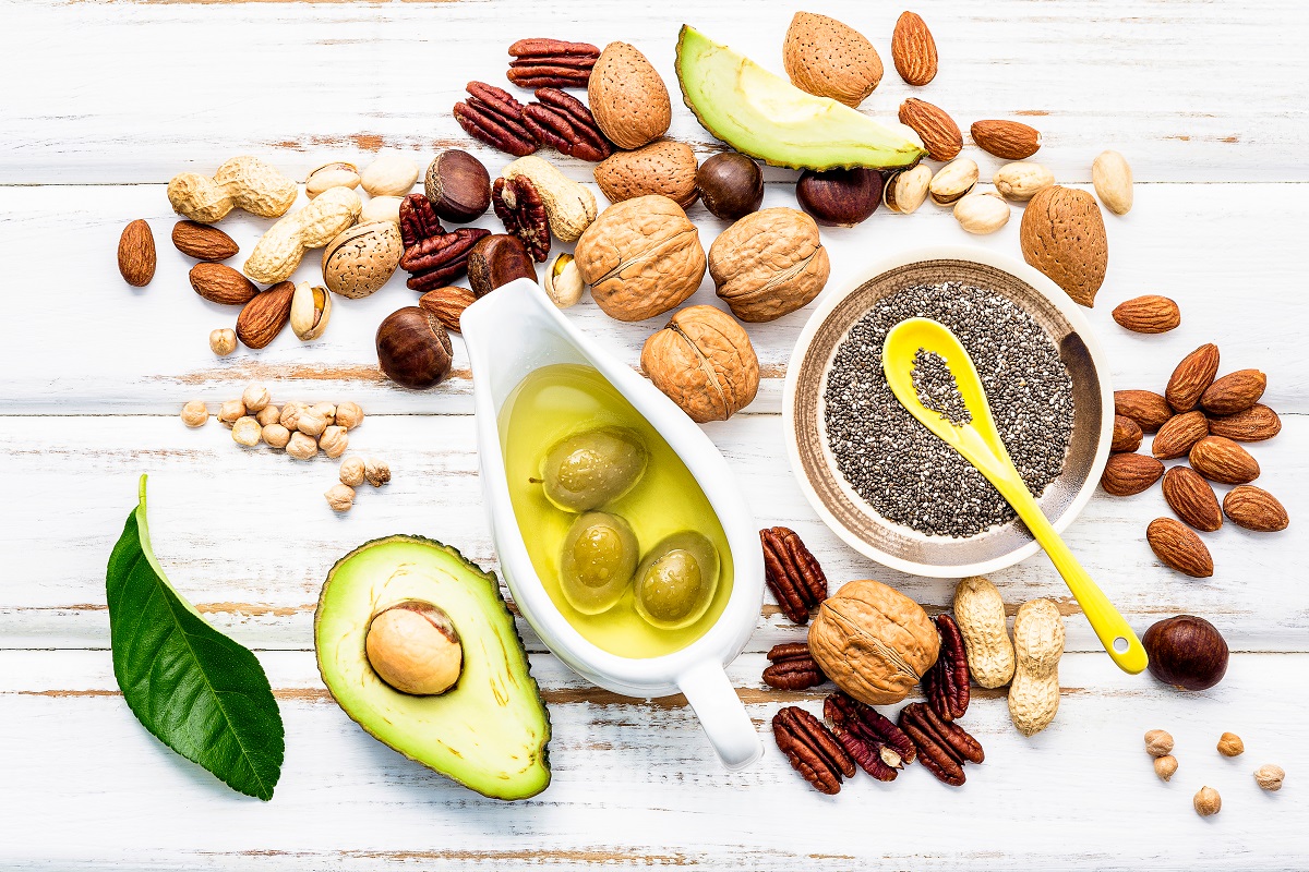 Selection food sources of omega 3 and unsaturated fats. Super fo