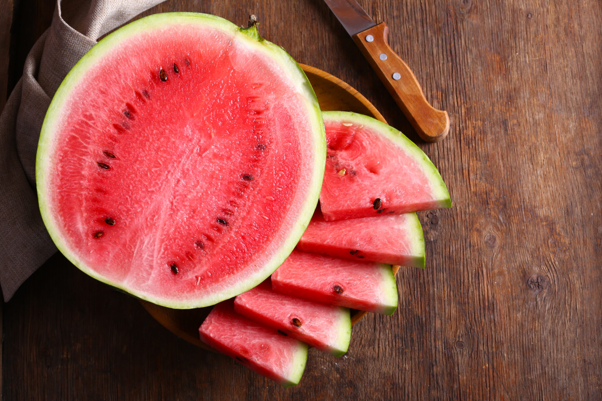 ripe fresh organic watermelon sliced into pieces