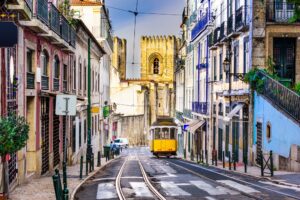 Lisbon Tram and Cityscape