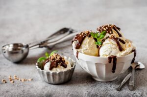 Vanilla Ice Cream with Chocolate Topping