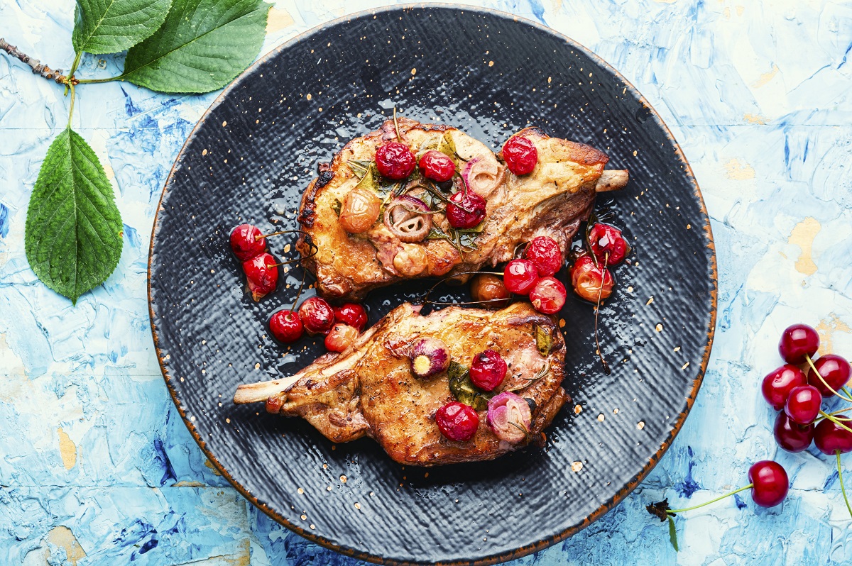 Meat pork in cherry sauce
