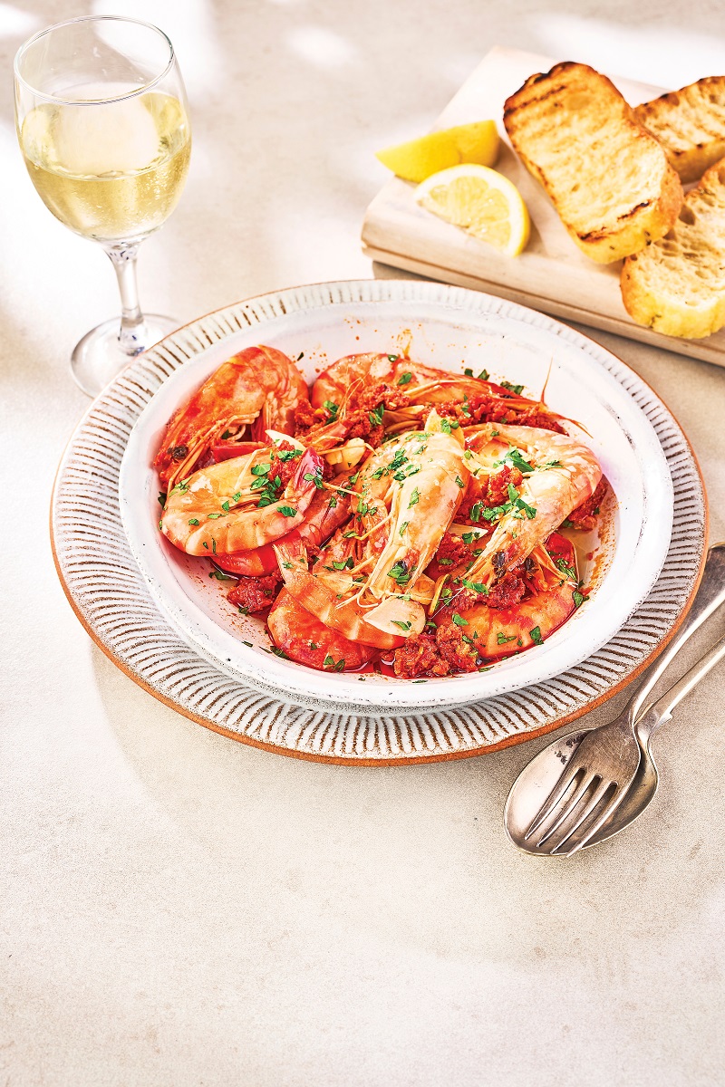 nduja prawns with focaccia