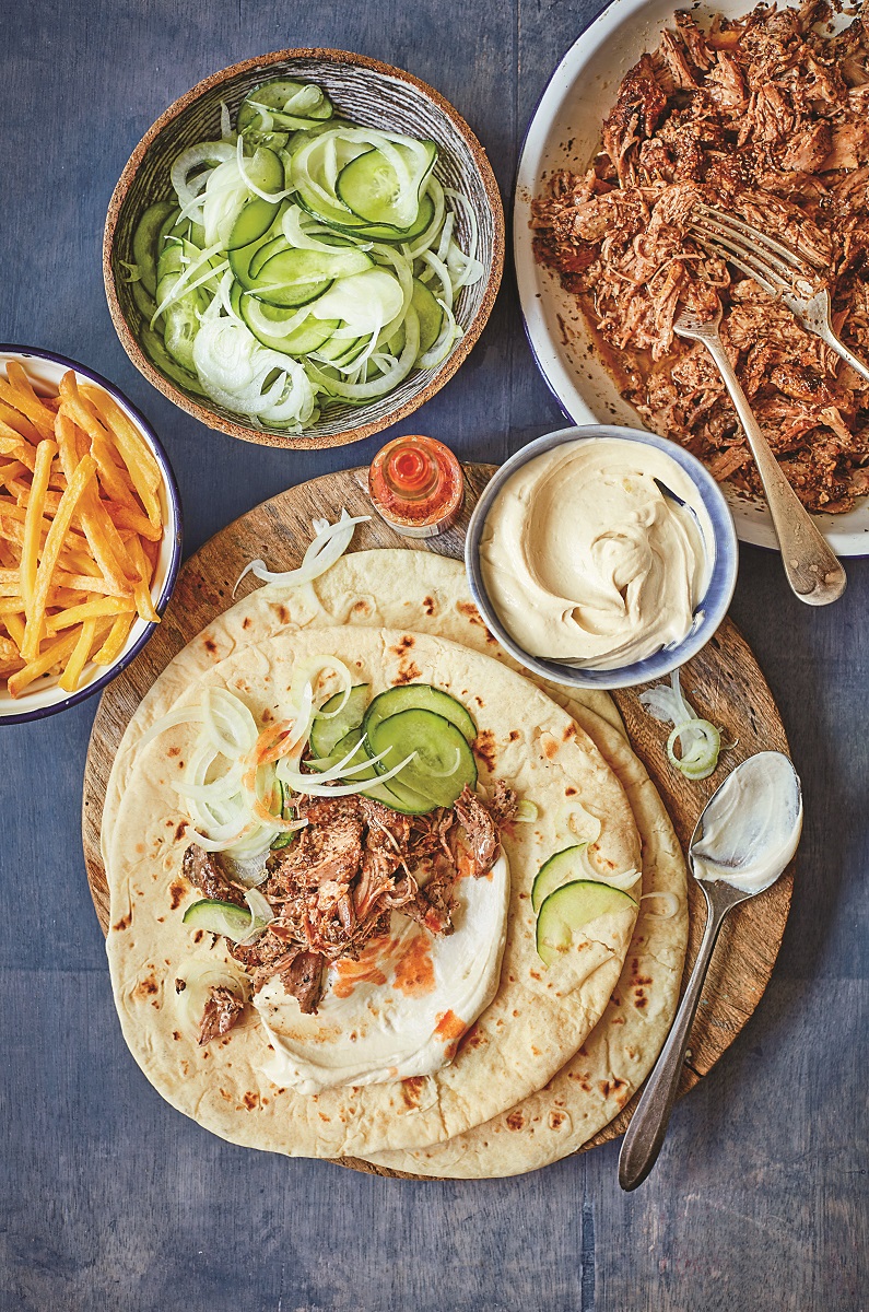 slow-cooked lamb gyros