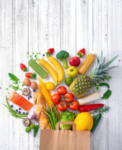 Healthy,Food,Selection.,Shopping,Bag,With,Groceries,Full,Of,Fresh