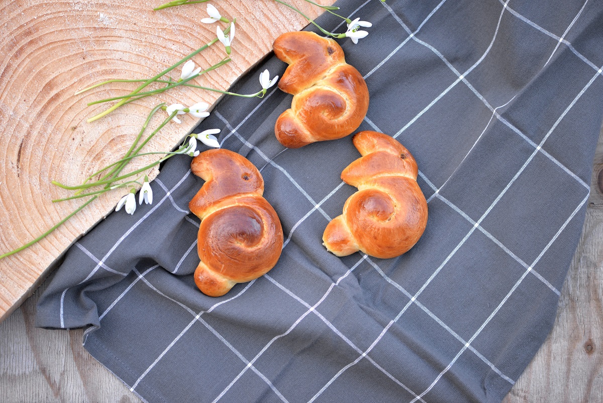 Home,Baked,Easter,Breads,In,A,Shape,Of,Easter,Bunnies;