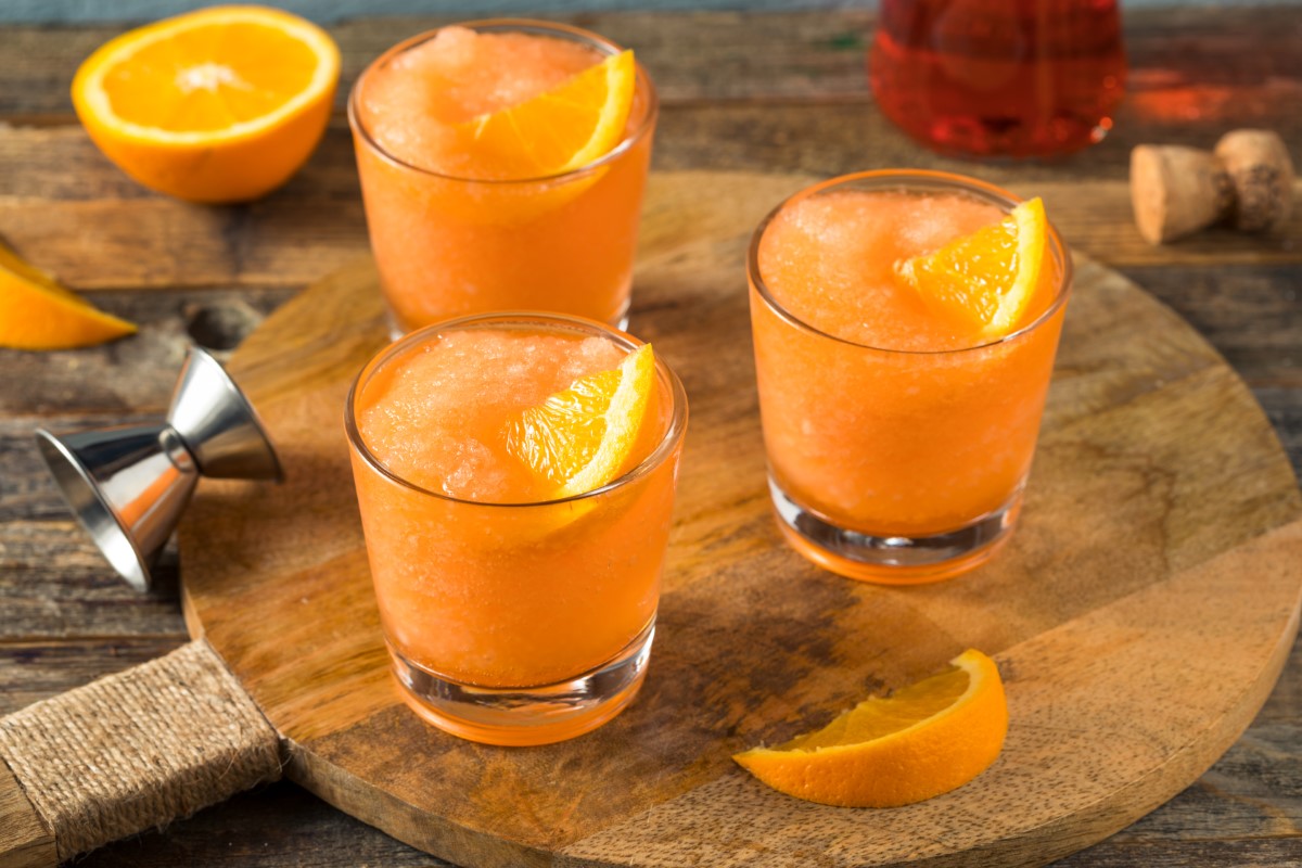 Homemade,Frozen,Aperol,Spritz,Slushy,With,An,Orange