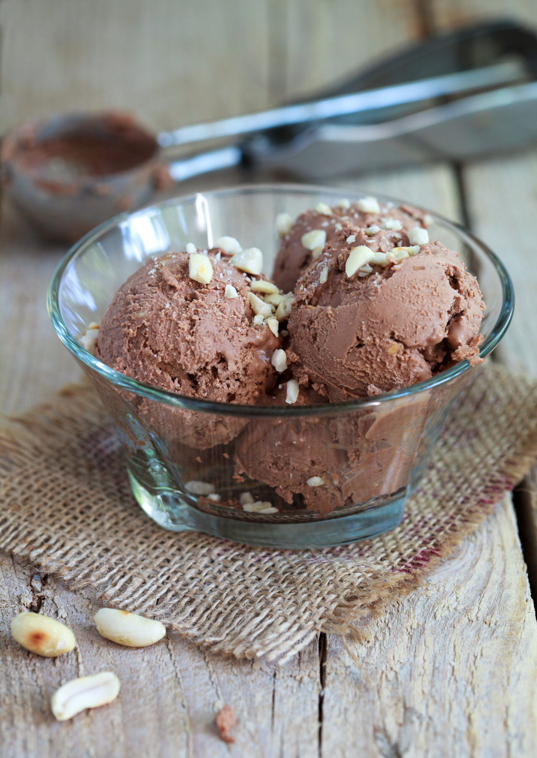 Homemade,Chocolate,Ice,Cream,With,Peanut,Butter,,Sprinkle,With,Chopped