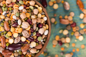 Raw,Legume,On,Old,Rustic,Wooden,Table,,Close-up.