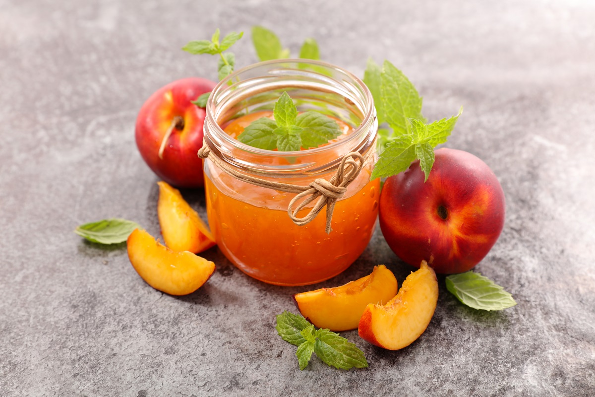 Peach,Jam,In,Jar,And,Mint
