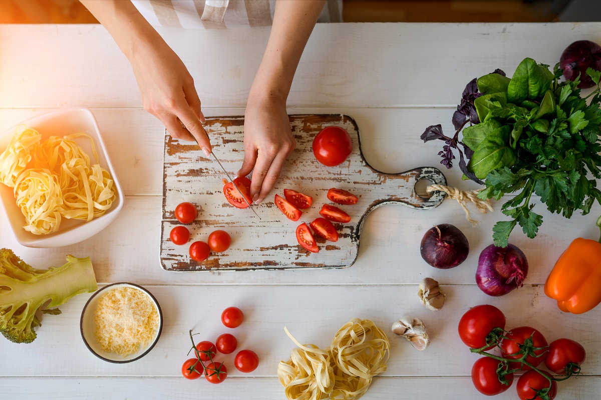 Top,View,Of,Woman,Cooking,Healthy,Food.,Hands,In,The