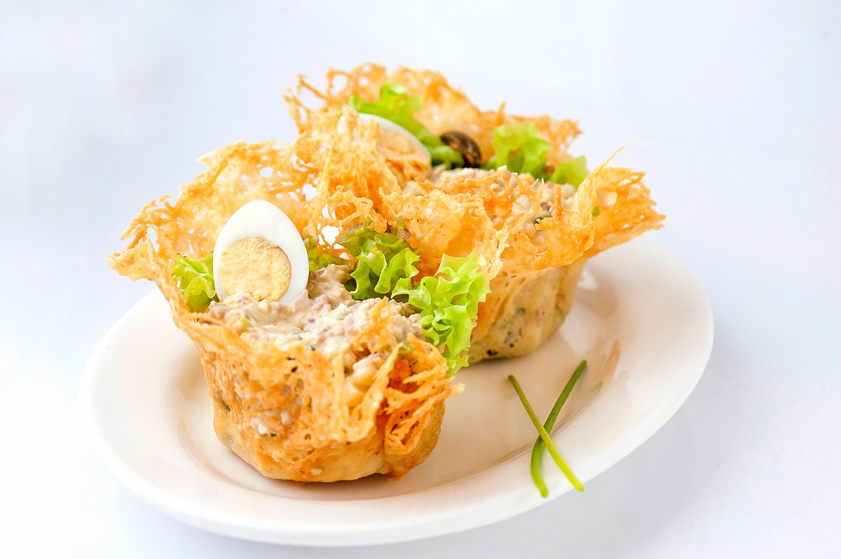 Portioned,Snack,In,Baked,Crispy,Cheese,Tartlet.,Close,Up,And