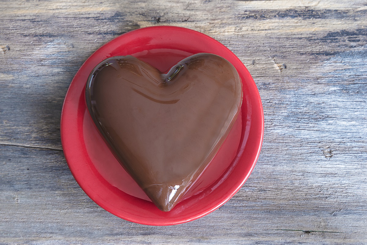 Holiday,Concept/chocolate,Shape,Heart,On,Old,Wooden,Background,Top,View