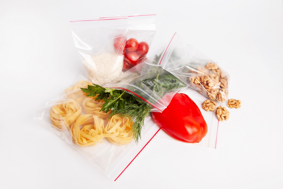 Vegetables,,Greens,And,Nuts,Packing,In,Zip,Lock,On,A