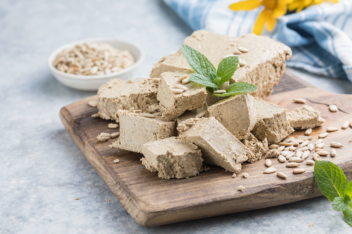 Halva,Close-up,On,A,Concrete,Background.,Halva,Made,From,Sunflower