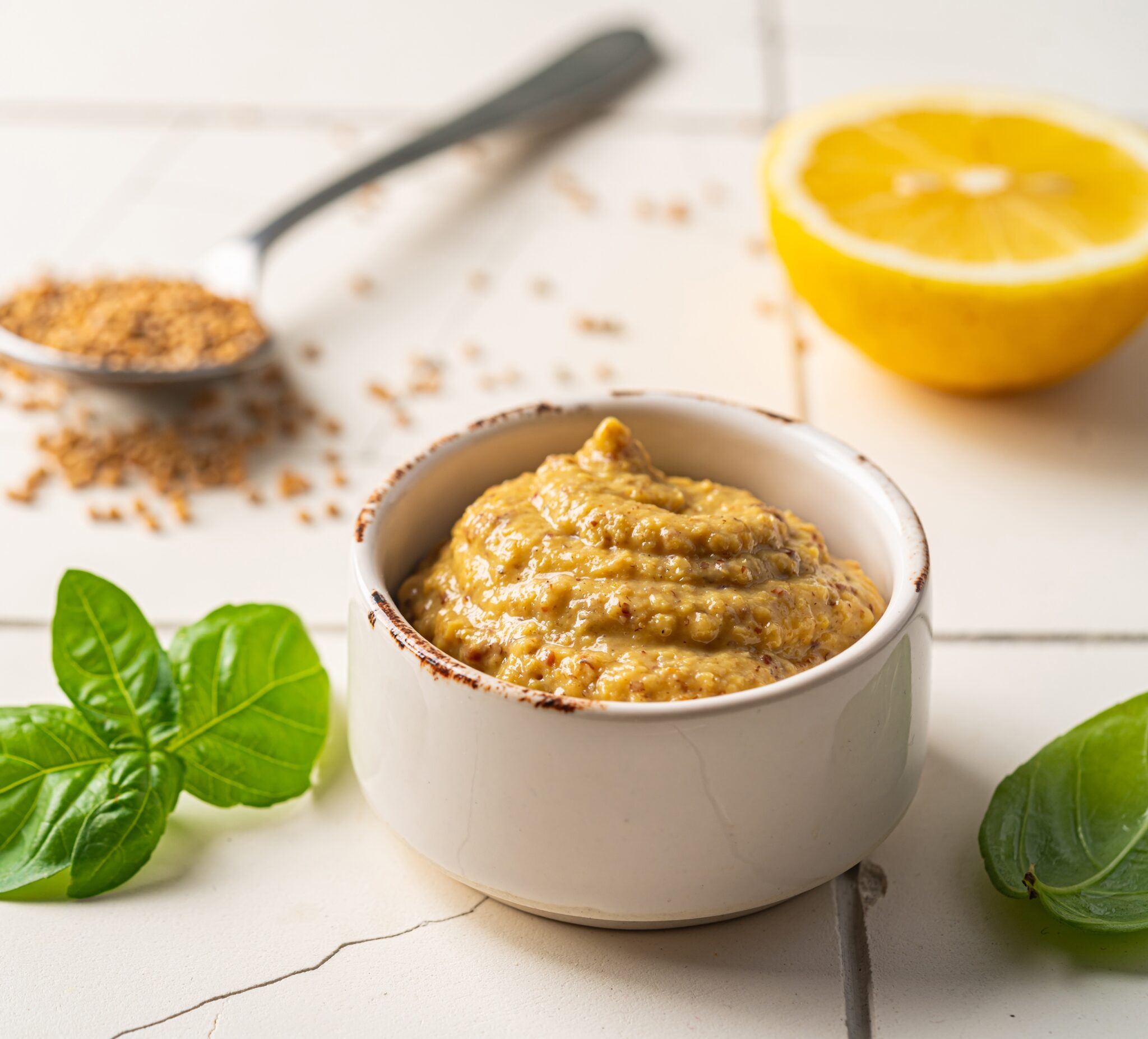 Fresh,Homemade,Organic,Dijon,Mustard,In,A,Bowl,On,White
