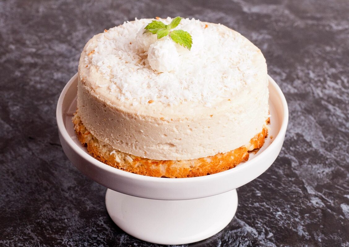 Coconut,Cake,,Close,Up,,Horizontal