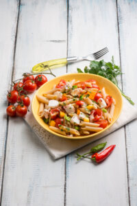 Cold,Pasta,Salad,With,Octopus,Capsicum,And,Hot,Chili,Pepper