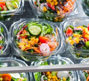 Plastic,Boxes,With,Pre-packaged,Vegetable,Salads,,Put,Up,For,Sale