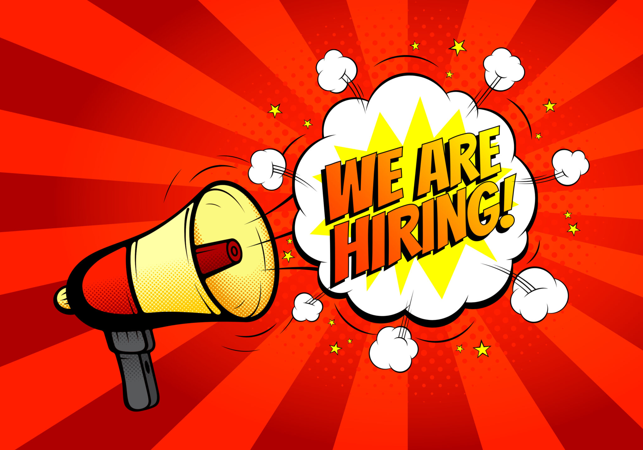 We,Are,Hiring,Banner,Concept.,Pop,Art,Background,With,Loudspeaker