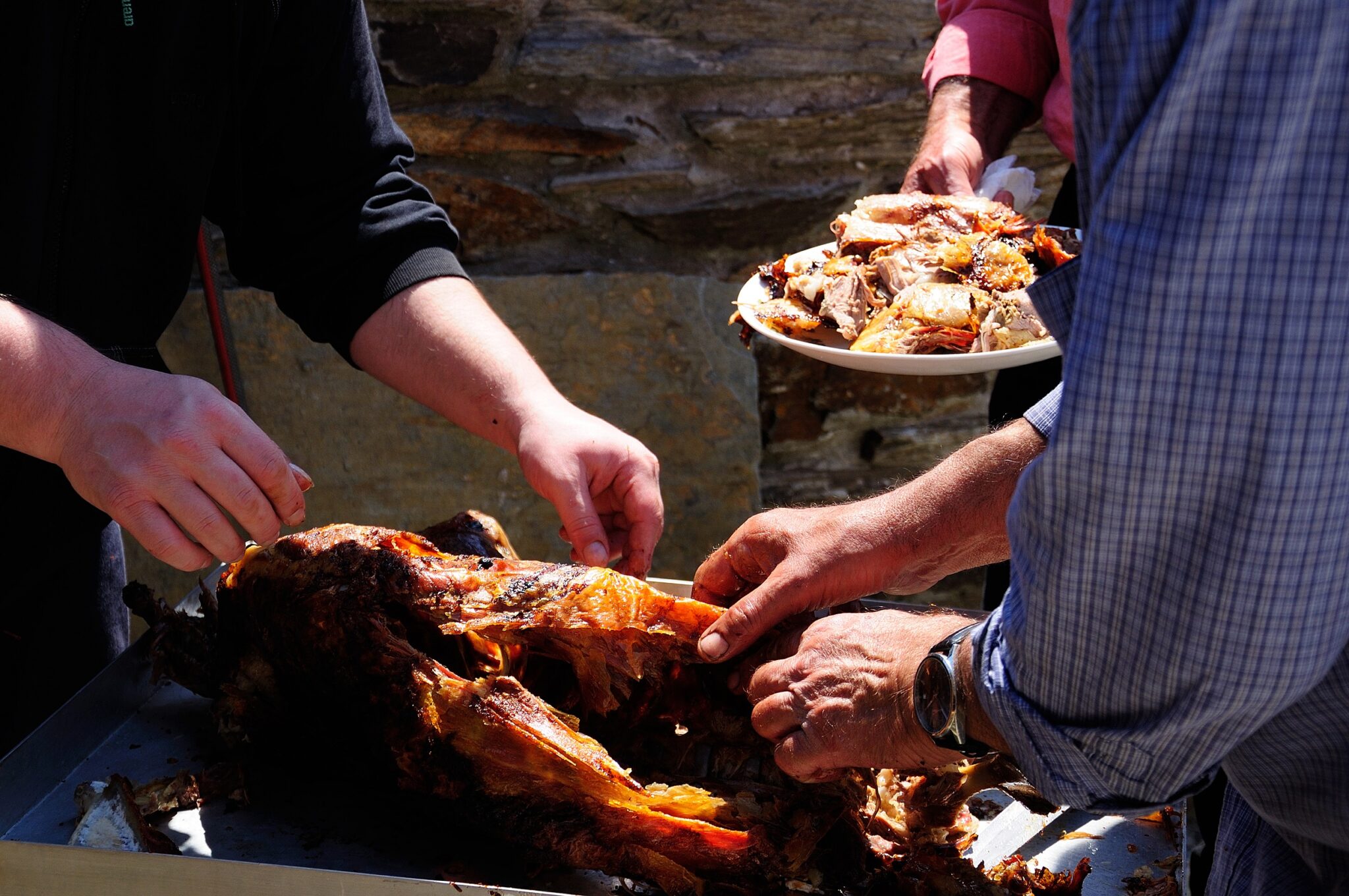 Greek,Traditional,Baked,Lamb,On,A,Barbeque,Outside,In,The