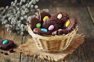 Easter,Chocolate,Chip,Cookies,With,Candy,Eggs