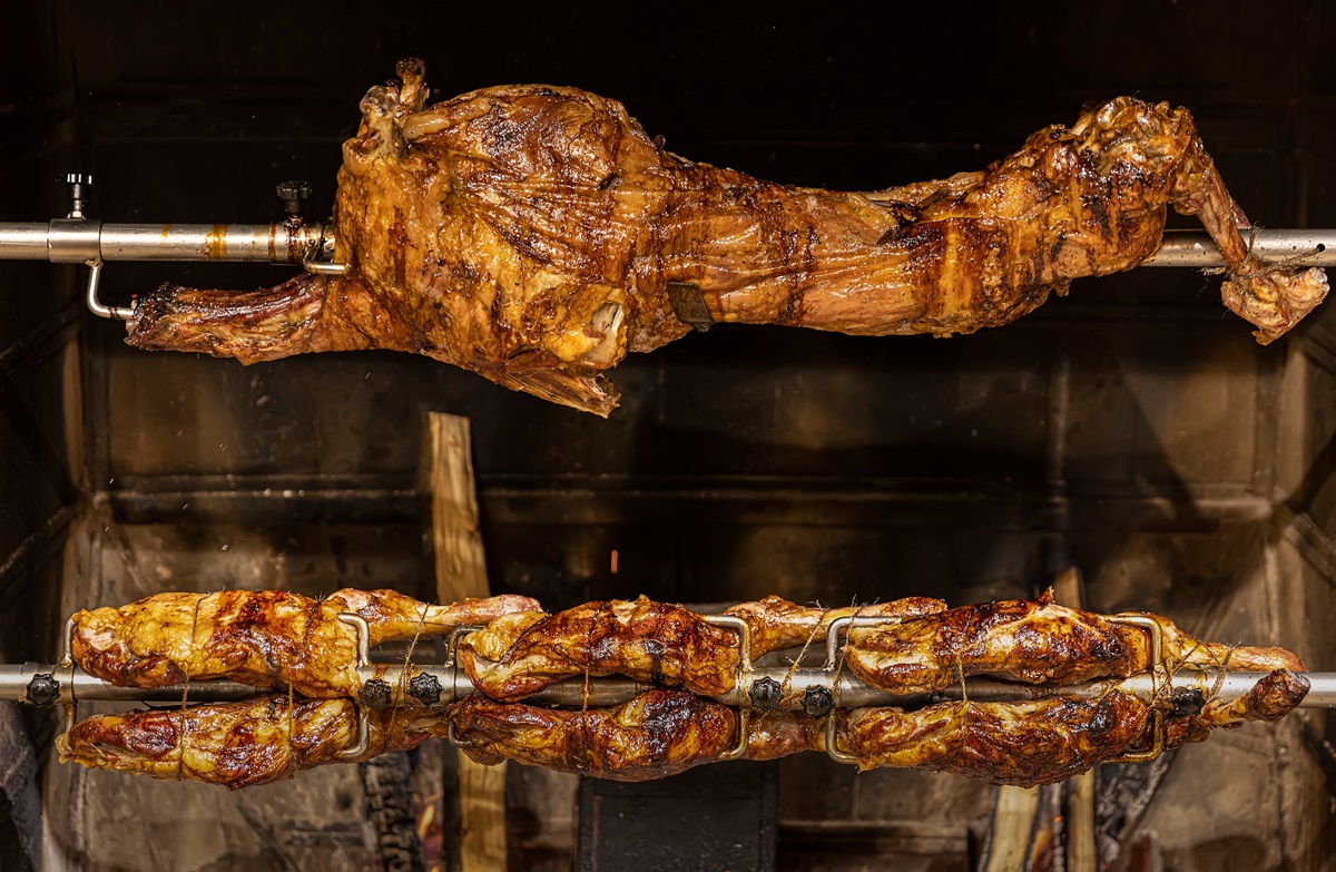 Lamb,On,Grilled,Skewers,Using,Hot,Charcoal.,The,Lamb,Is