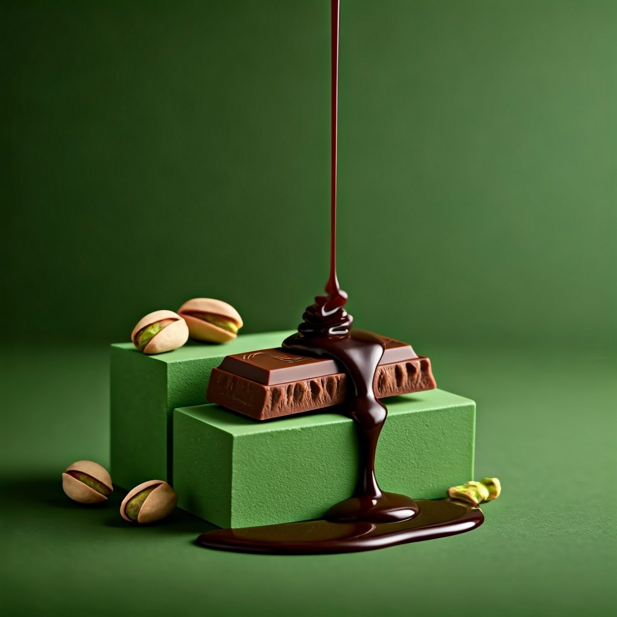 Packaging,Of,Pistachio,Flavored,Chocolate,On,Top,Of,Green,Blocks,