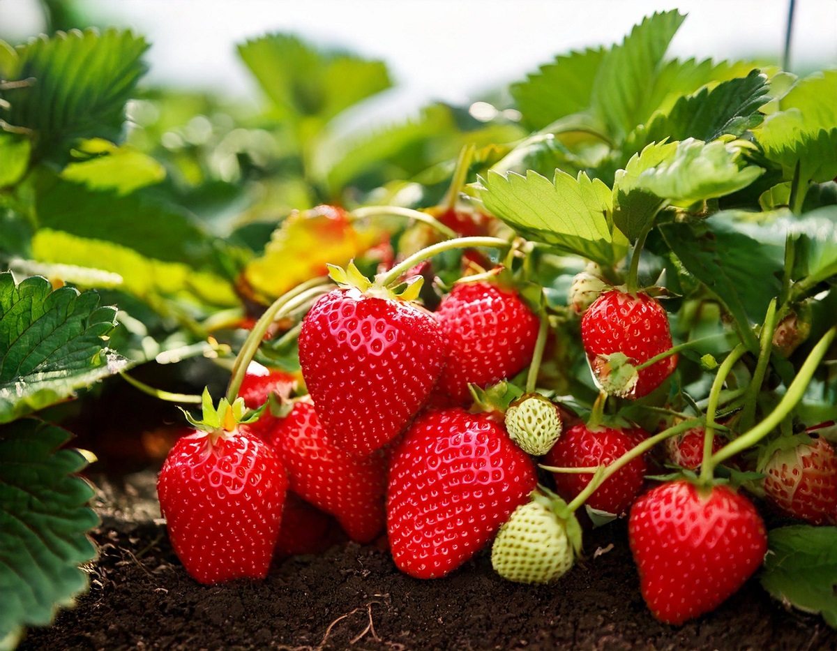Harvesting,Of,Fresh,Ripe,Big,Organic,Red,Strawberry,Fruit,In