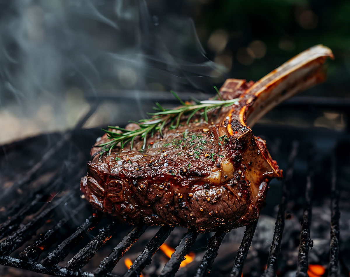 Steak,Being,Grilled,On,A,Charcoal,Grill
