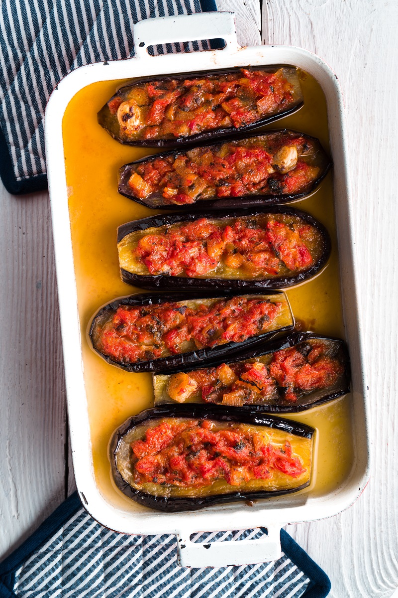 Turkish,And,Greek,Traditional,Dishes,Imam,Baildi,On,The,White