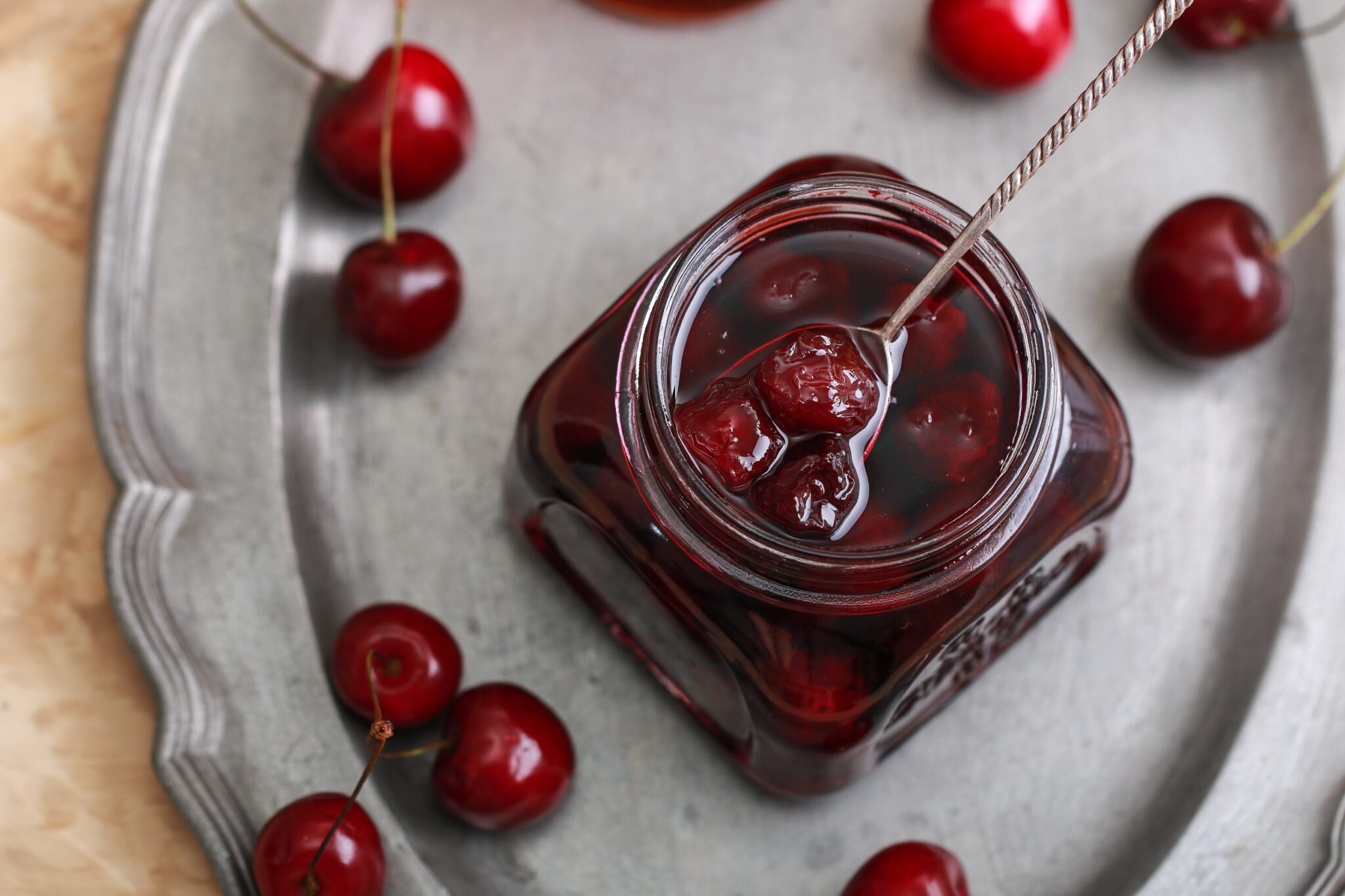 Jar,With,Cherry,Jam,And,Fresh,Cherries.,Homemade,Organic,Sour