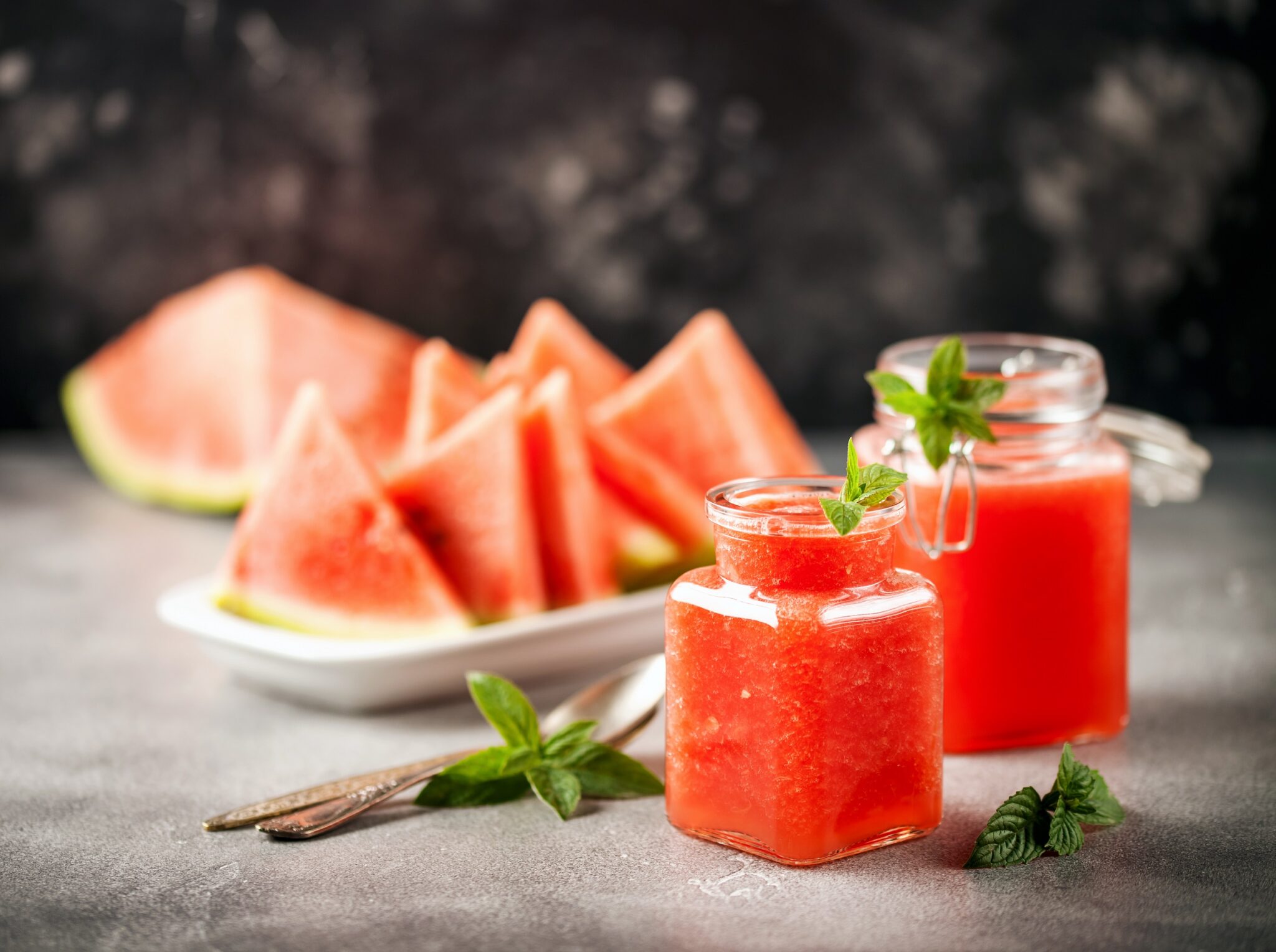 Homemade,Sweet,Watermelon,Jam,On,A,Gray,Background.