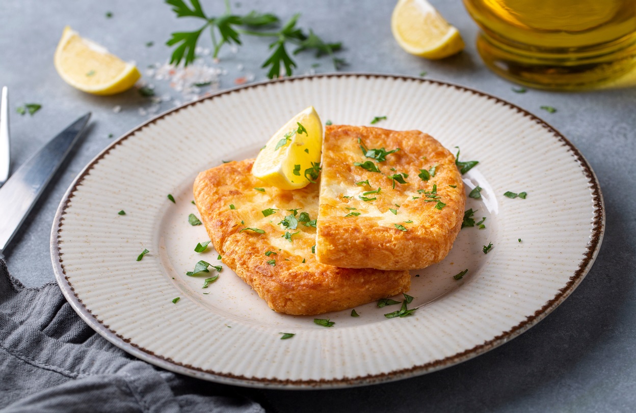 Saganaki,Is,A,Greek,Delicacy,Of,Fried,Cheese.