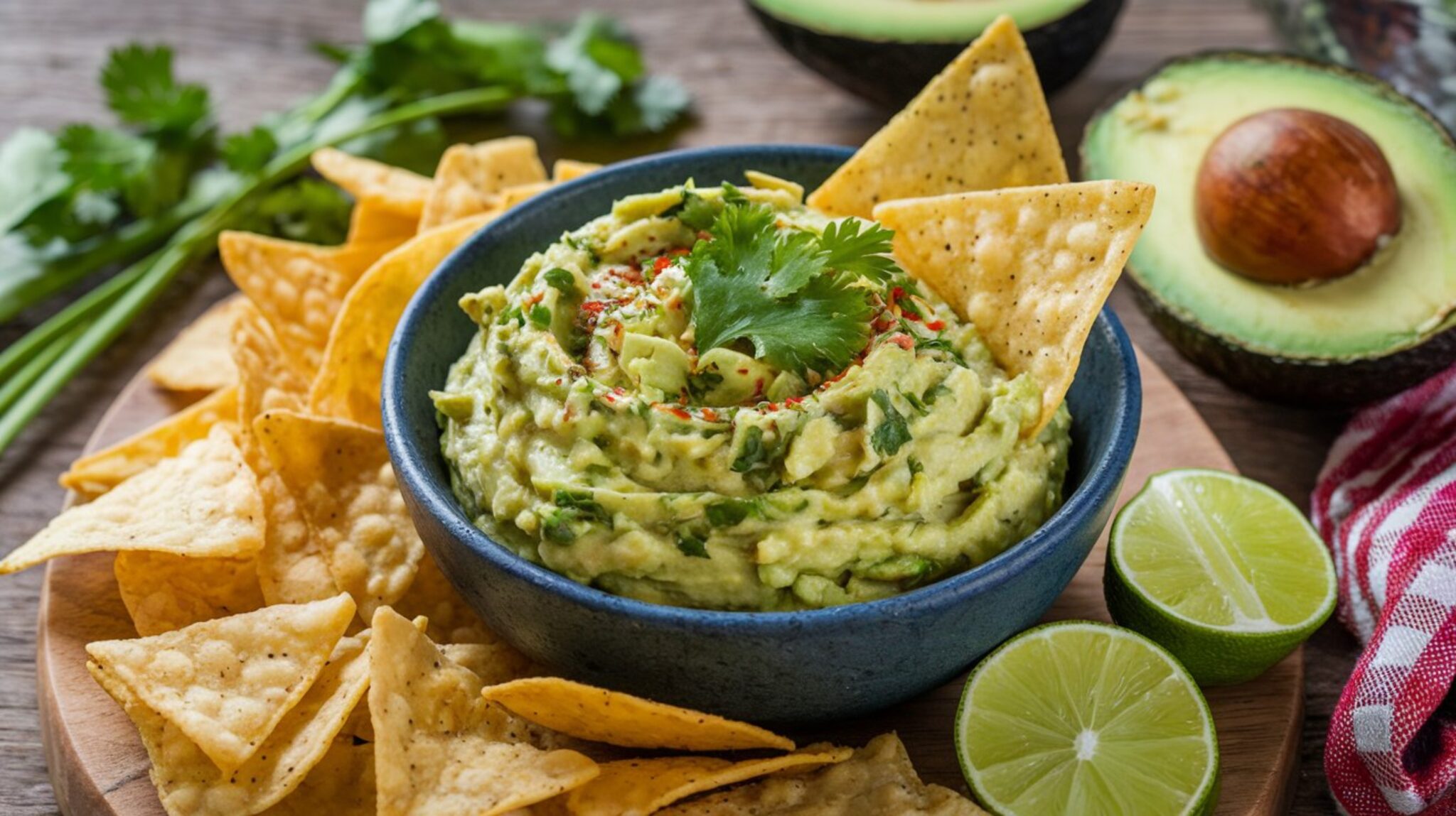 Guacamole,With,Chips:,Creamy,Avocado,Dip,Seasoned,With,Lime,,Garlic,