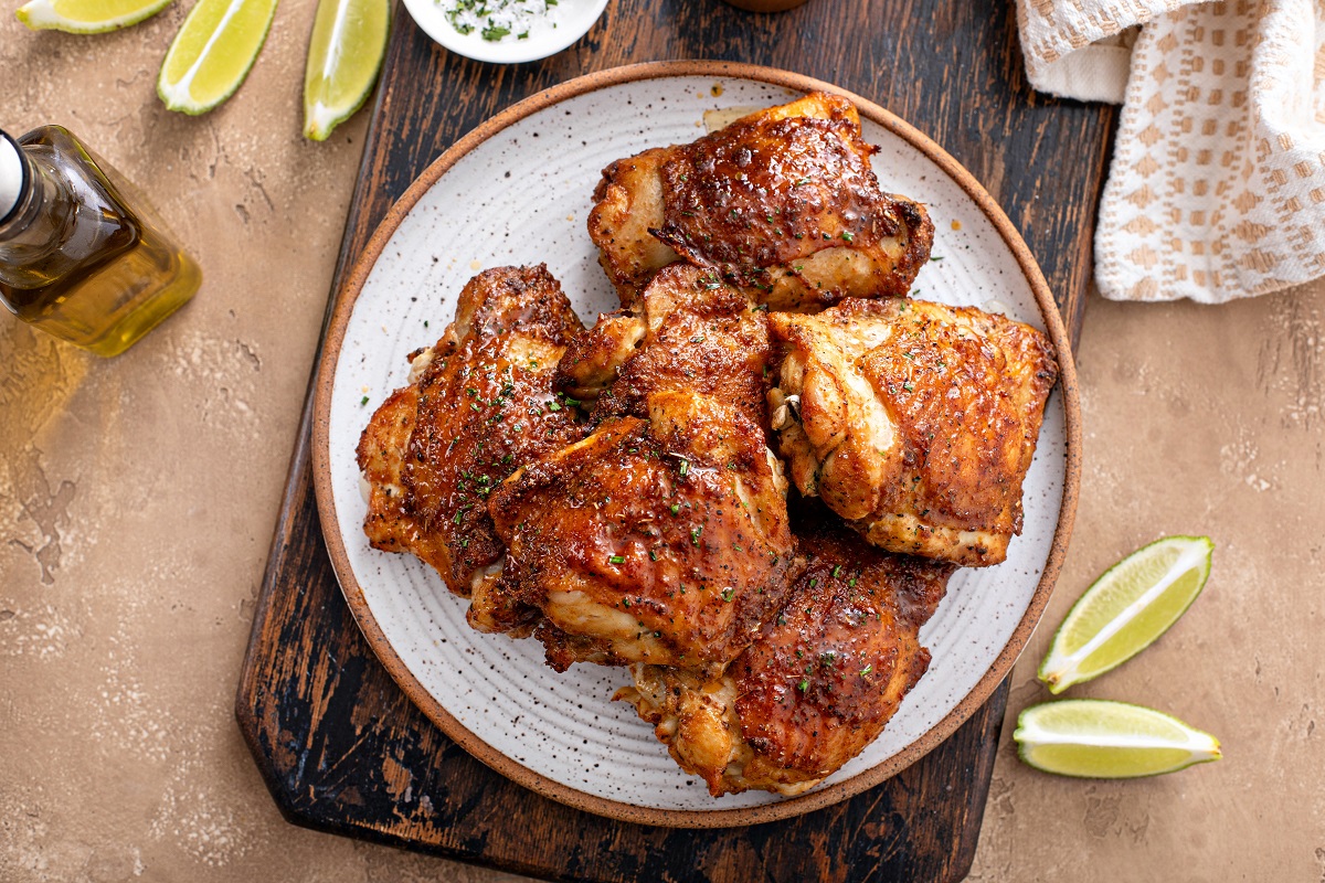 Chicken,Thighs,Roasted,Or,Air,Fried,With,Paprika,,Spices,Rub