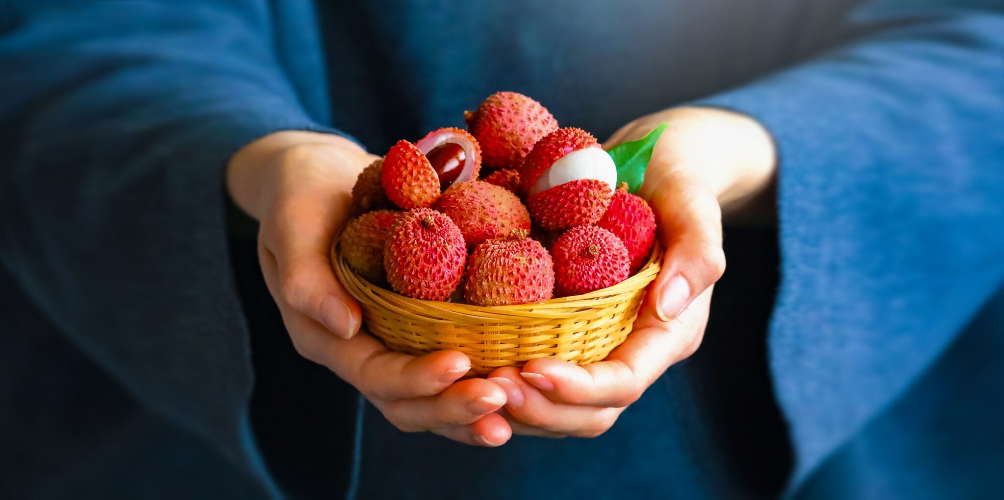 Lychee,Fruit,Closeup,Of,Woman,Hands,Holding,Asian,Exotic,Fruits.