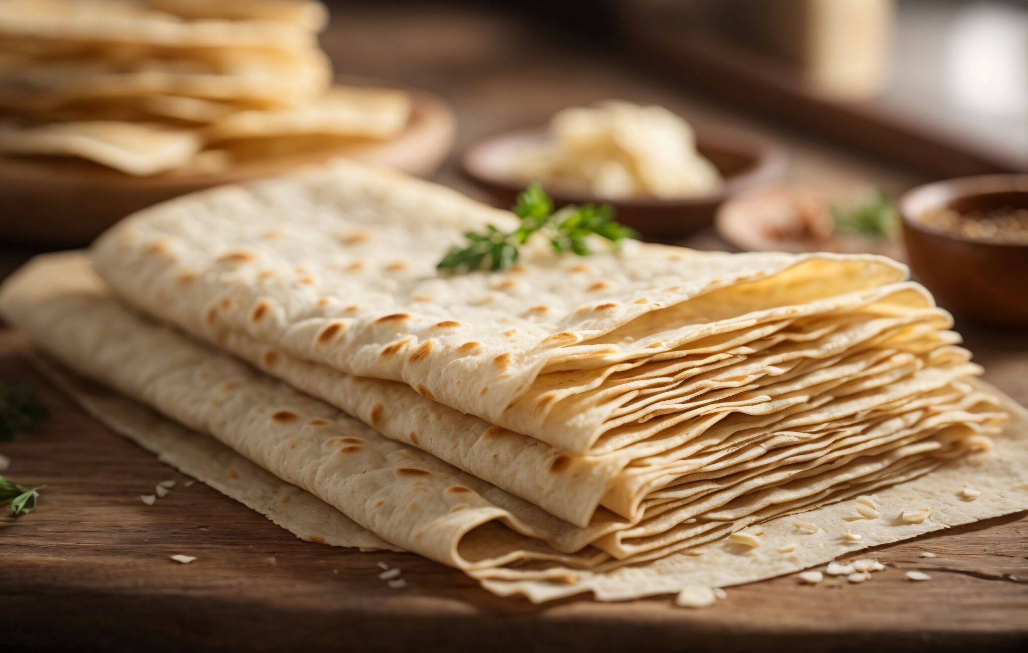 Sheets,Of,Traditional,Turkish,Thin,Lavash,Bread,On,A,Wooden