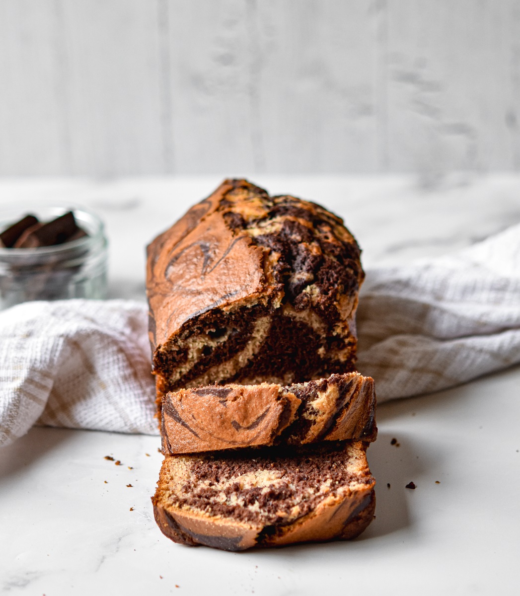 Marbled,Vegan,Banana,Bread,Loaf