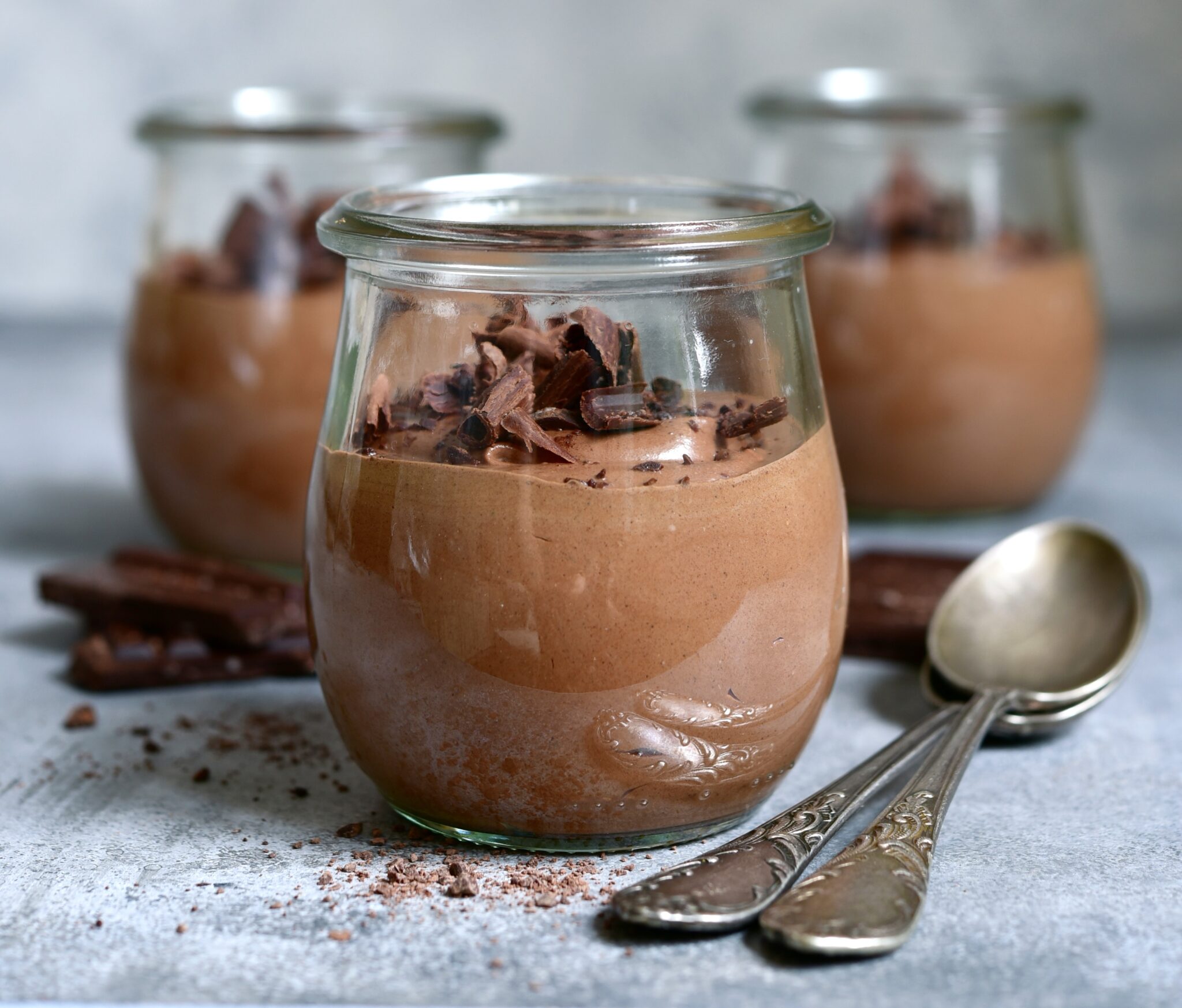 Delicious,Chocolate,Mousse,In,A,Vintage,Glasse,Jar,On,A