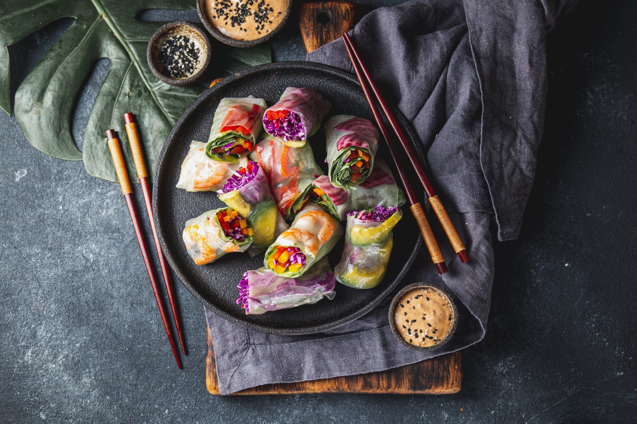 Spring,Rolls,With,Vegetables,And,Shrimps.,Vietnamese,Dish.