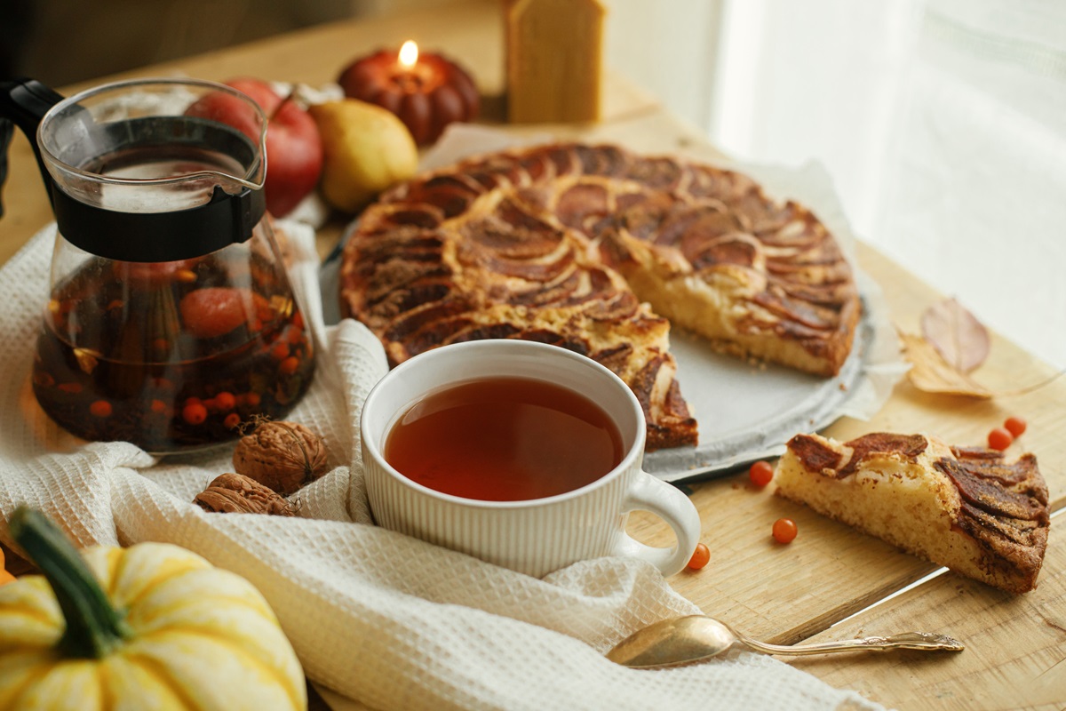Atmospheric,Autumn,Still,Life.,Warm,Tea,In,Stylish,Cup,On