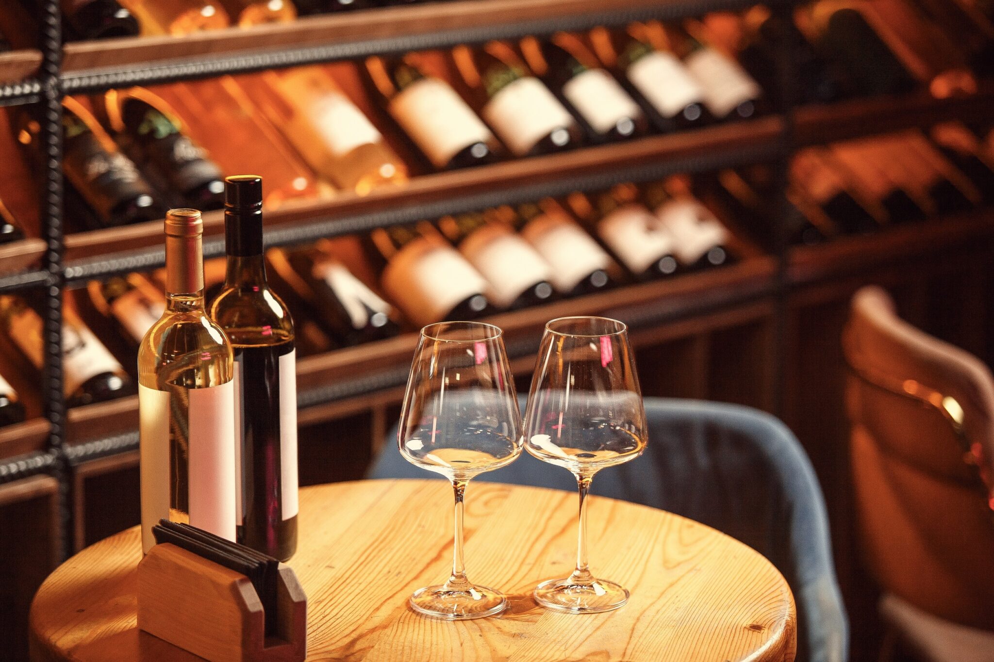 Wine,Bottles,And,Glasses,In,Cellar,Bar