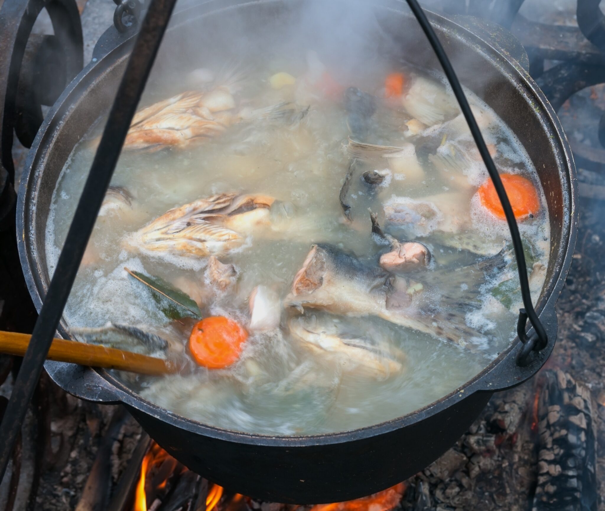 Cooking,Fish,Soup,In,A,Pan,On,The,Fire