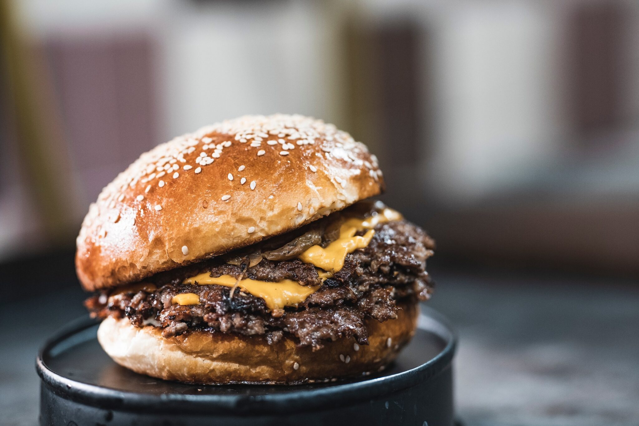 Smash,Burger,With,Three,Meatballs,Waiting,To,Be,Served,On