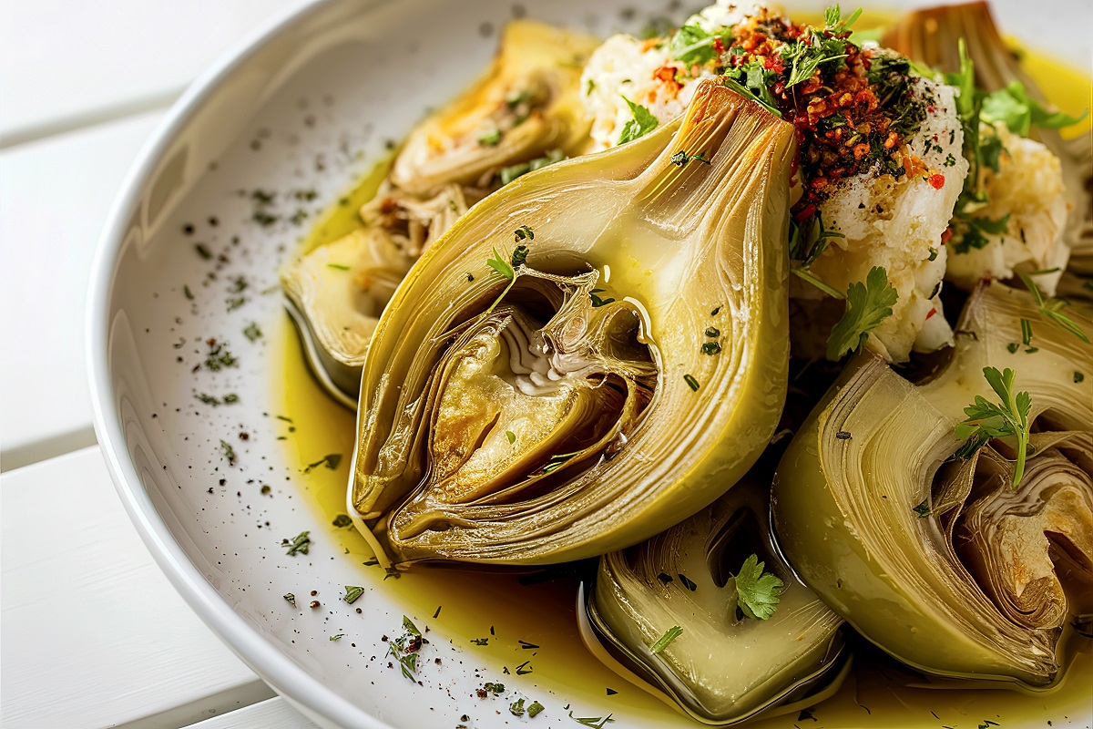 Close-up,Image,Of,Artichoke,Hearts,,Pickled,To,Perfection,In,A