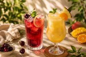 2 δροσιστικά και φρουτένια mocktails που θα φτιάχνουμε όλο το καλοκαίρι