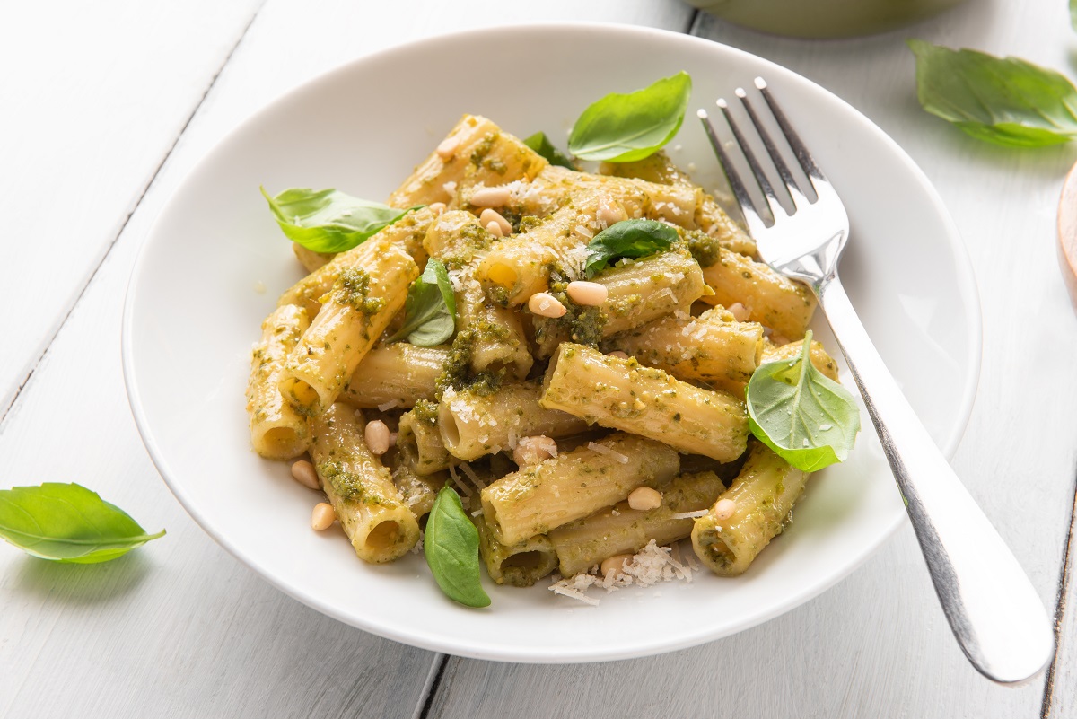 Pasta,Al,Pesto,,Typical,Recipe,Of,Pasta,With,Genovese,Pesto