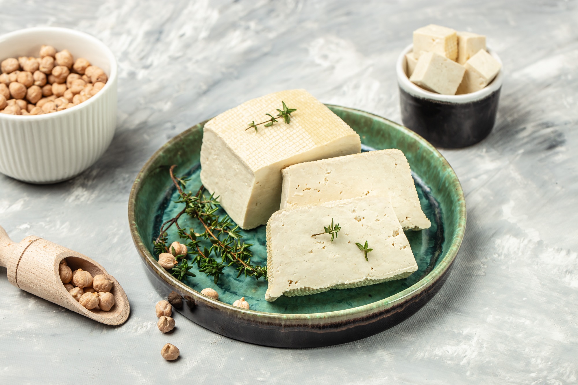 Soy,Cheese,Tofu,Diced,On,A,Light,Background,,Healthy,Vegan